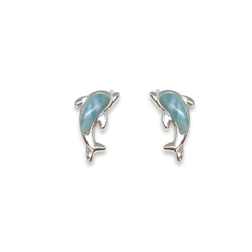 10mm larimar sterling silver dolphins studs earrings earrings