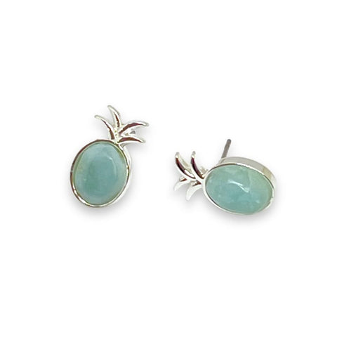 10mm larimar sterling silver dolphins studs earrings