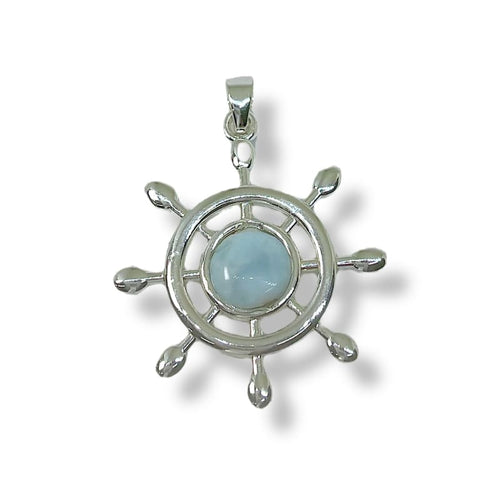30mm larimar boat - ship wheel charm pendant charms & pendants