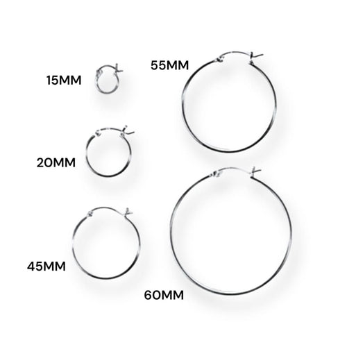 40mm circumference mirrored sterling silver hoops earrings earrings