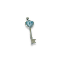 40mm lenght larimar heart key charm pendant charms & pendants