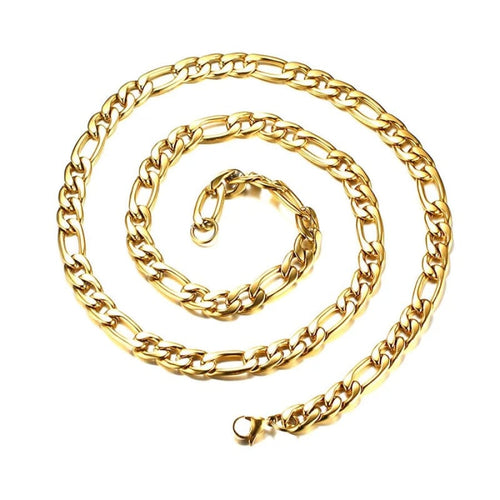 5mm figaro chain necklace in 18k of gold plated 28’ chains
