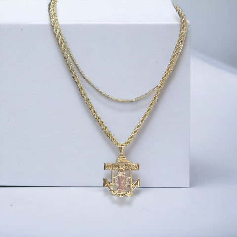 Bear pink crystals square pendant gold-filled chain necklace