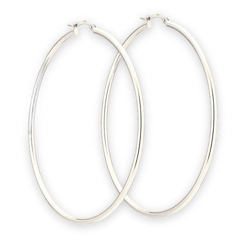 40mm circumference mirrored sterling silver hoops earrings