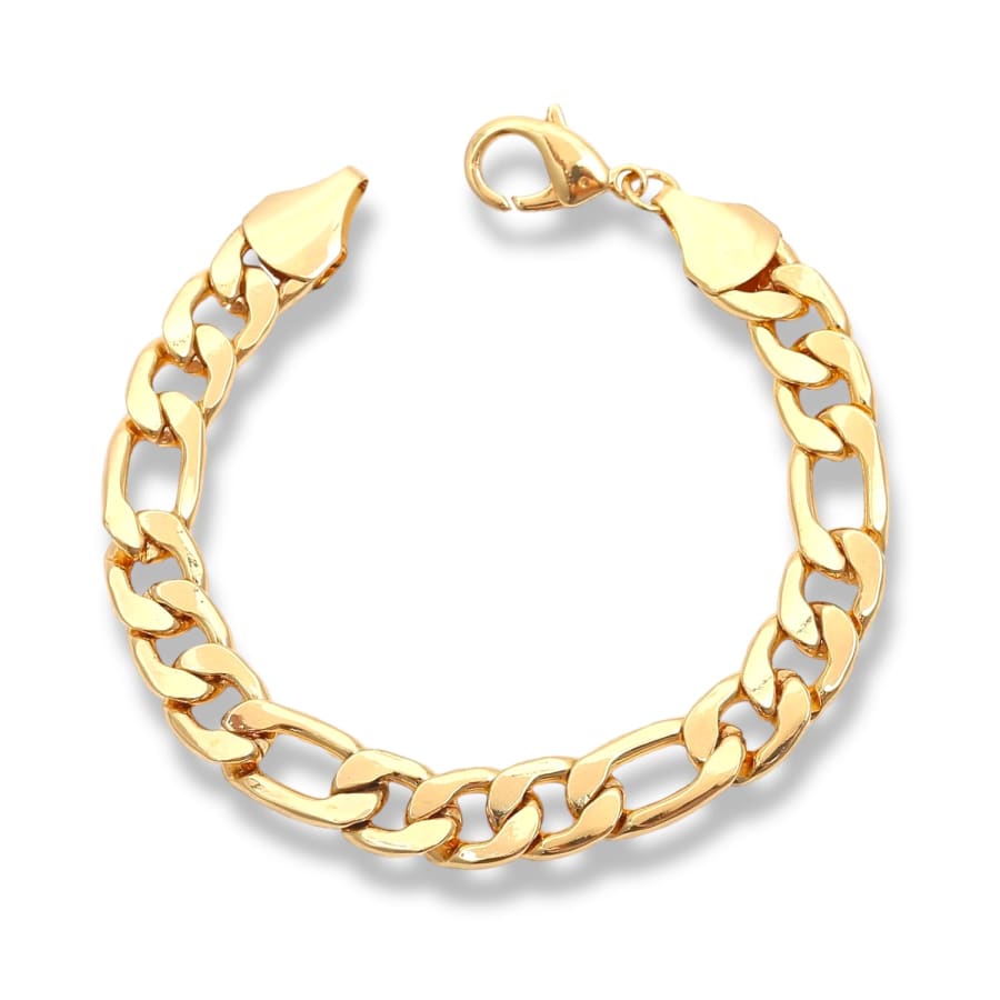 7mm wide figaro bracelet in 18k of gold plated