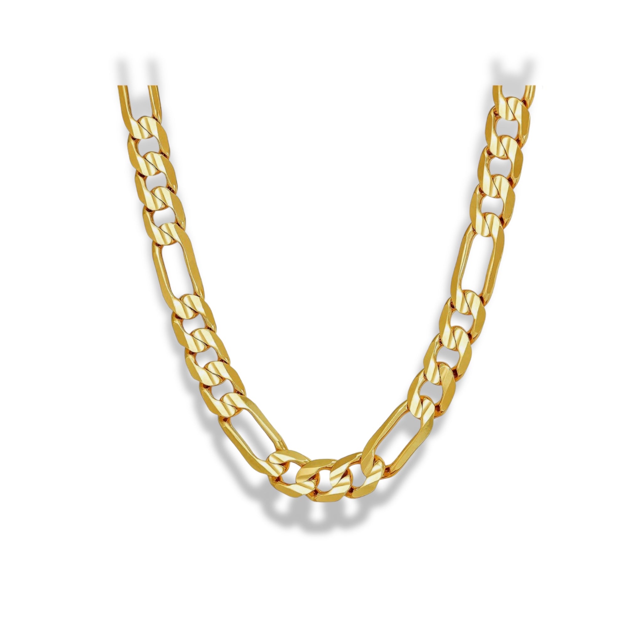 7mm wide figaro chain necklace in 18k of gold plated