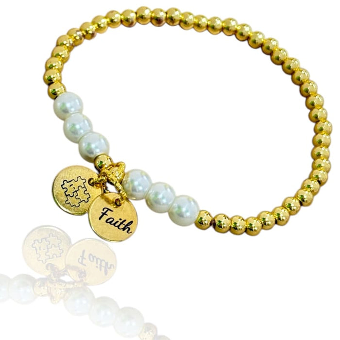 Autism awareness faux pearls bracelet bracelets