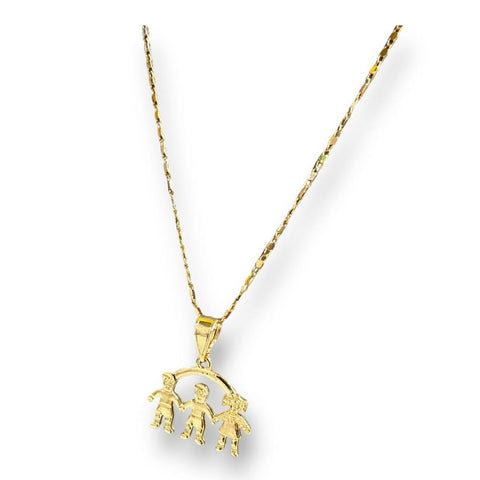 Four girls charm pendant necklace in of 14k of gold plated
