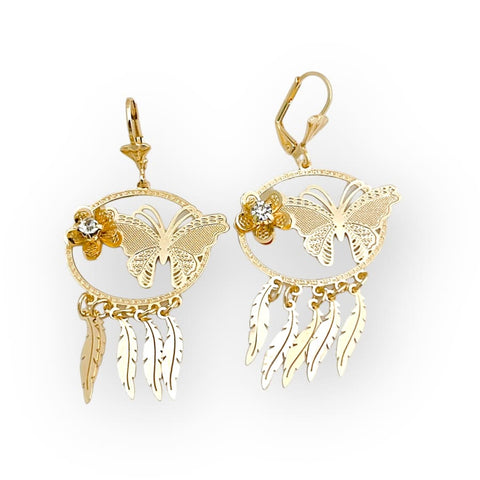 Butterflies cascade leverback 18k of gold plated earrings