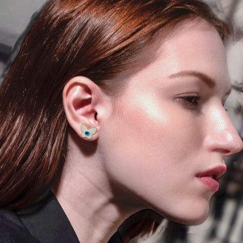 Stainless steel faux pearl cuff earrings