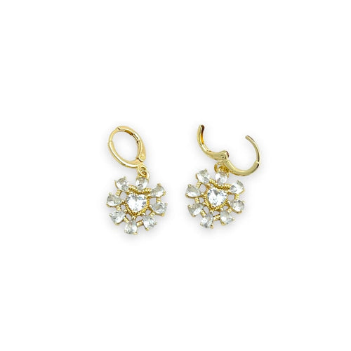 Crystal heart earrings gold - filled
