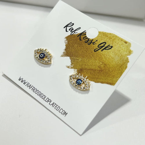 Dainty evil eye studs earrings gold - filled