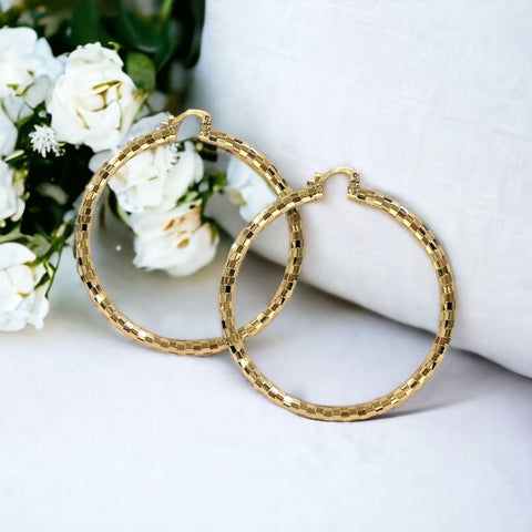 Rose gold diamond cut gold filled hoops earrings
