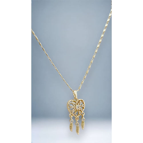 Dream catcher heart set earrings necklace in 18k gold filled chains