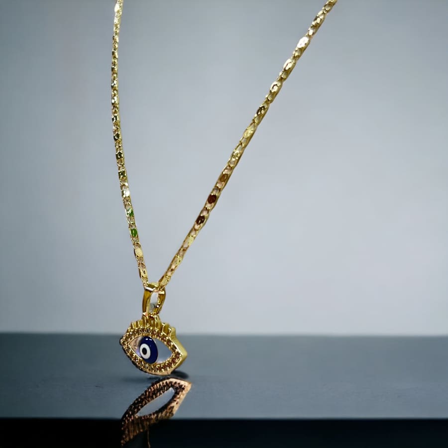 Evil eye gold-filled chain necklace