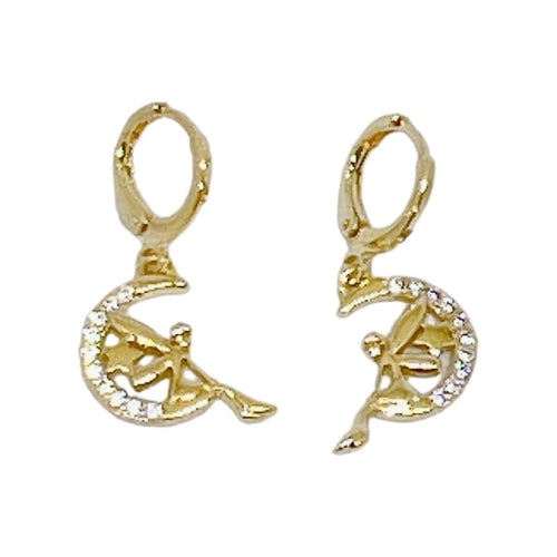 Fairy moon crystals drop earrings in 18k of gold plated earrings