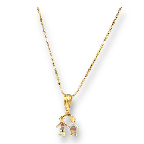 Two girls charm pendant necklace in of 14k of gold plated