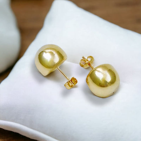 Black dot and gold small huggies earrings gold-filled