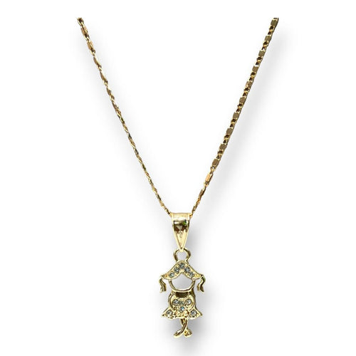 Little miss girl stone charm pendant necklace in of 14k gold plated white necklaces