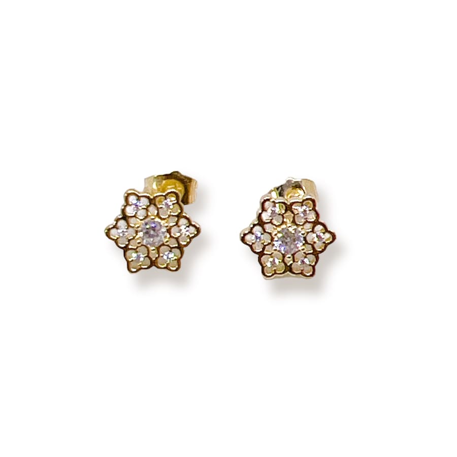 Lotus flower white stones studs earrings in 18k of gold plated