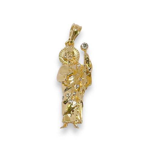 San judas white crystal pendant in 18k of gold layering charms & pendants
