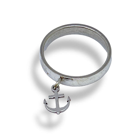 Stainless steel heart charm ring
