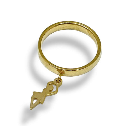 Stainless steel gold tone fox ring