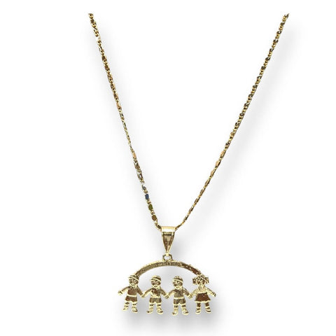 Three girls charm pendant necklace in of 14k of gold plated