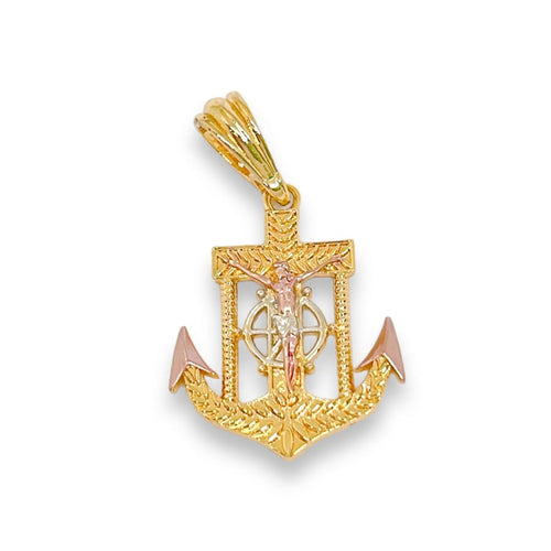 Three color anchor pendant in 18k of gold layering charms & pendants