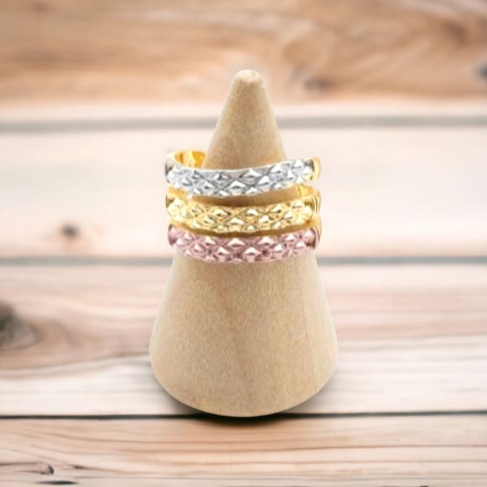 Three color open size ring in 18k of gold plated rings