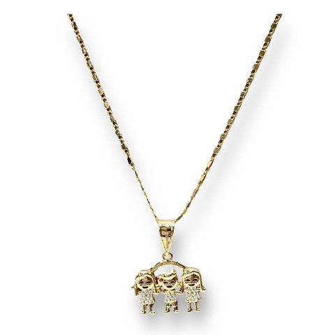 Four girls charm pendant necklace in of 14k of gold plated
