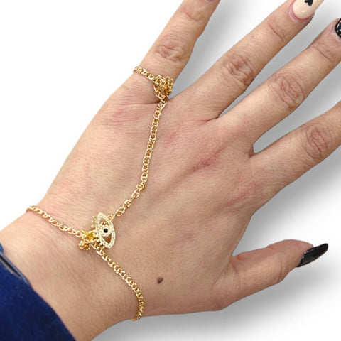 Turtle blue evil eye bracelet 18k of gold plated