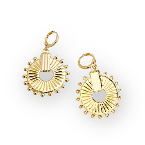 Wheels dangle earrings gold - filled
