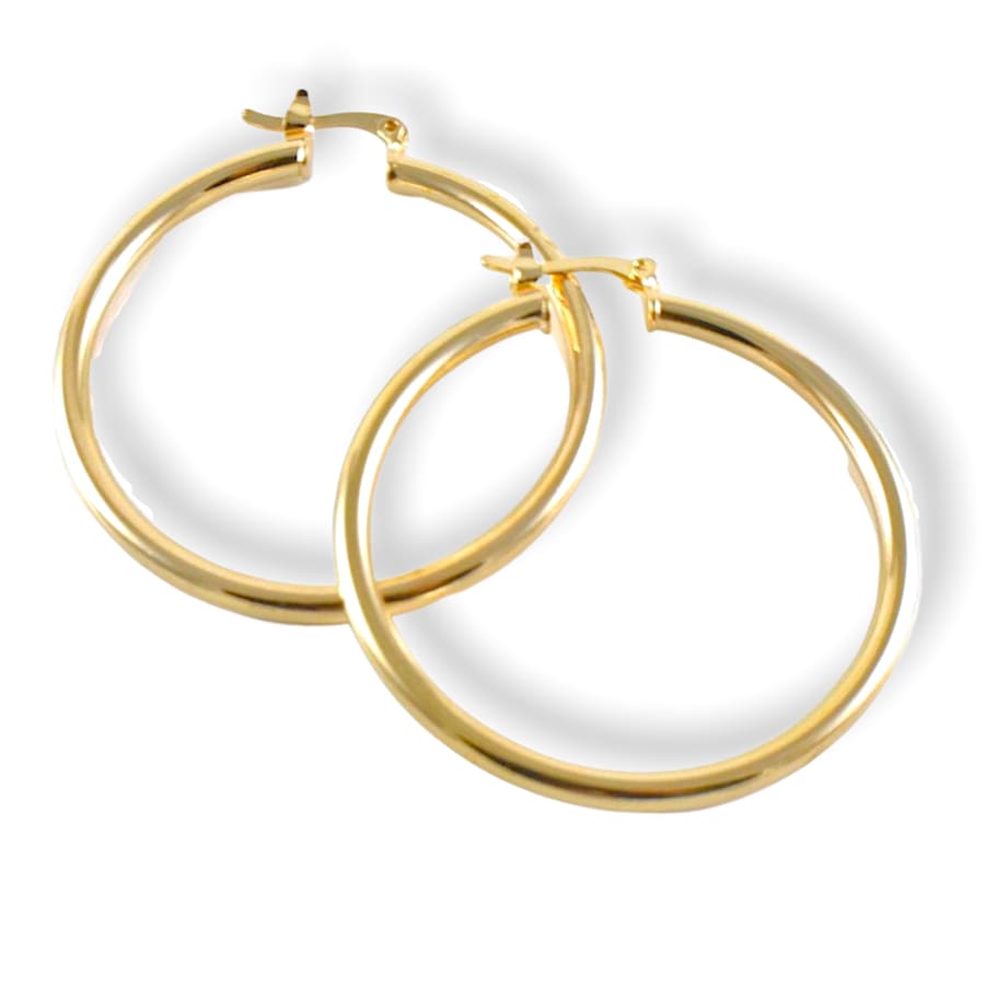 2”circ tubular earrings hoops 18kts of gold plated