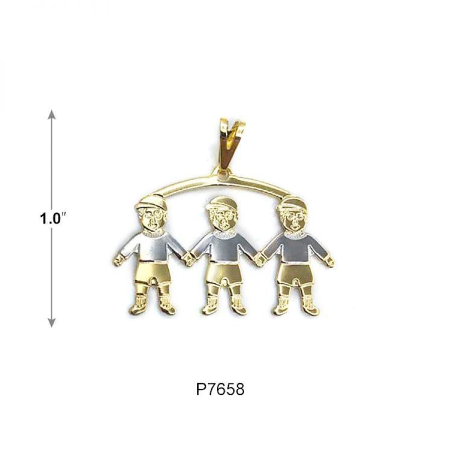 3 boys kids pendant three tones in 18kts of gold plated