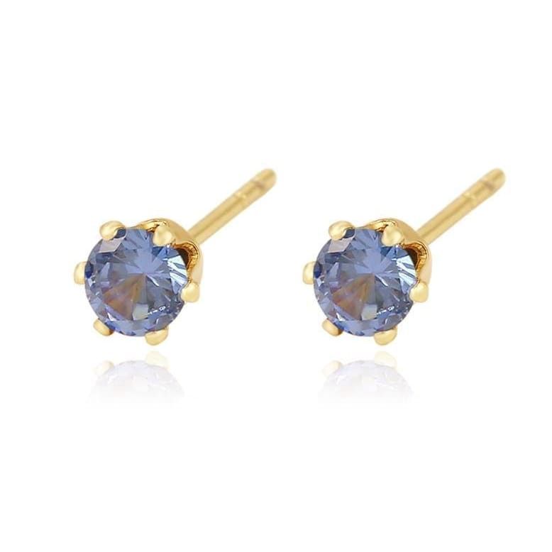 5mm cz studs 18kts of gold plated