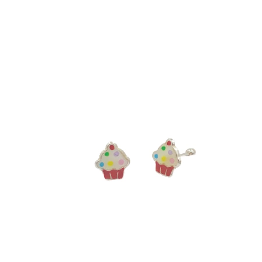 .925 sterling silver cupcake screwback studs earrings