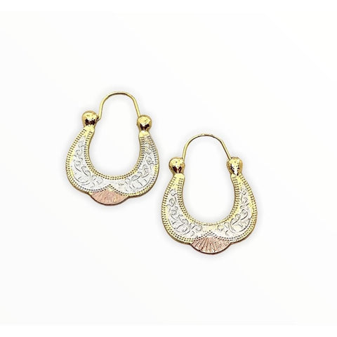Three tones flower hoop earrings in 18k of gold plated
