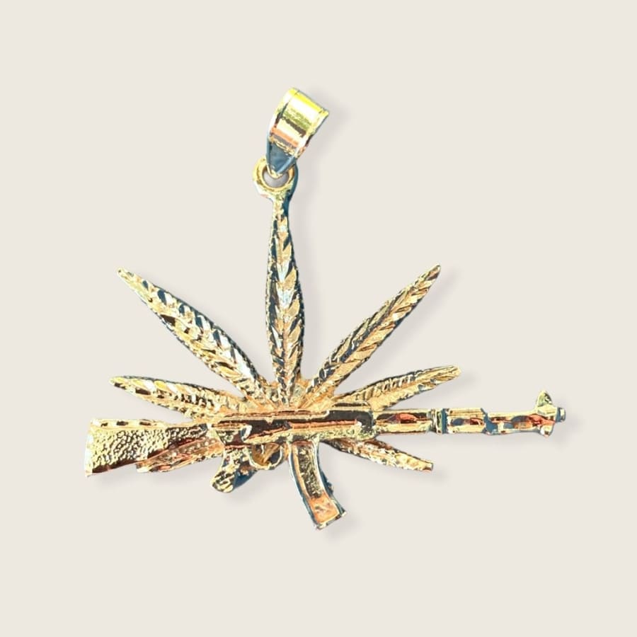 Ak 47 diamond cut rifle pendant in 18kts of gold plated