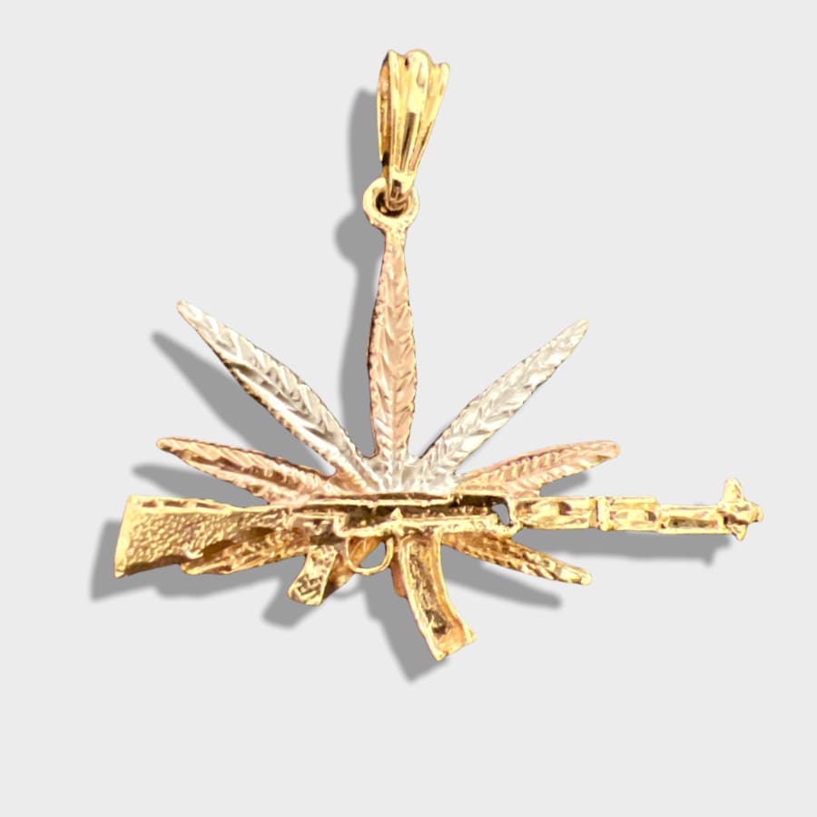 Ak 47 diamond cut rifle pendant in 18kts of gold plated
