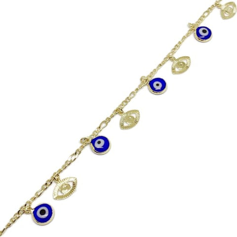 Evil eye cut edge anklet 18ktds of gold plated