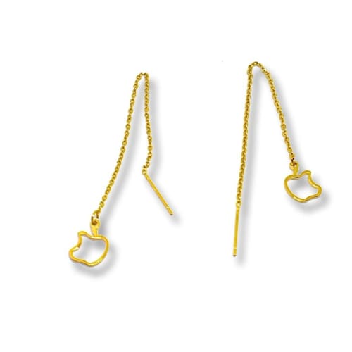 Bitten apple threaders gold plated earrings