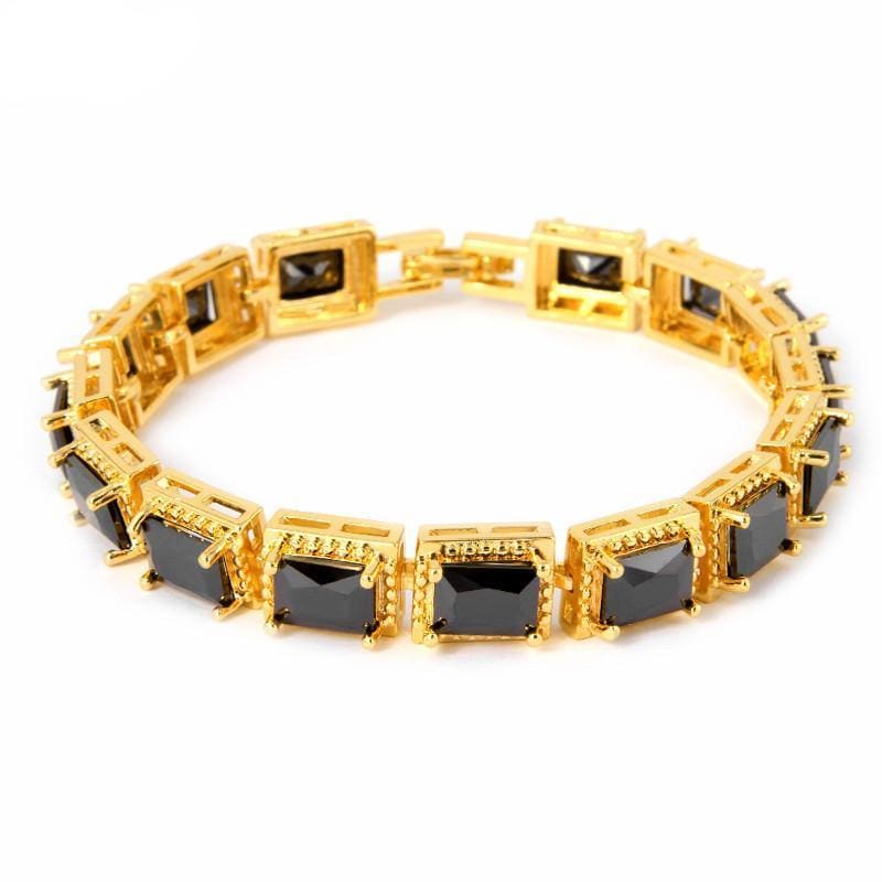 Black enamel squares gold plated bracelet