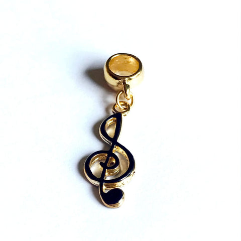 Black key european bead charm 18kt of gold plated