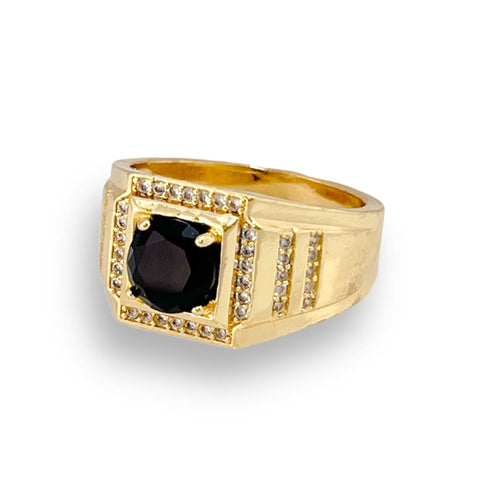 Black square stone unisex ring 18k of gold plated rings