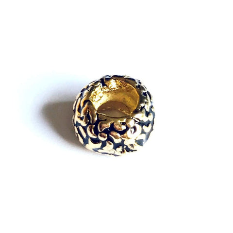 Golden mesh european bead charm 18kt of gold plated