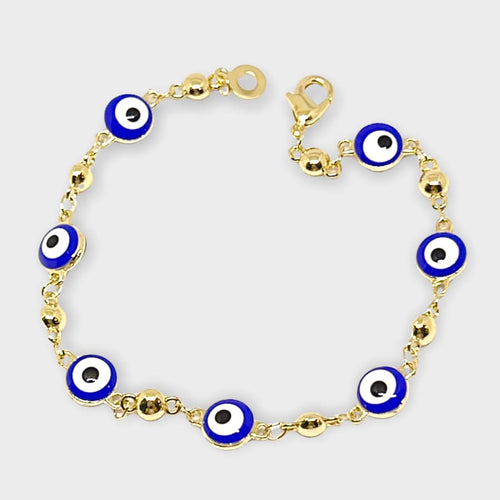 Blue evil eye 18kts of gold plated bracelet evil eye link bracelets