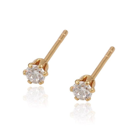Multicolor hearts cz studs in 18k of gold layered