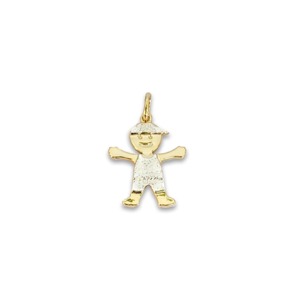Boy in a cap pendant charm 14kts of gold plated