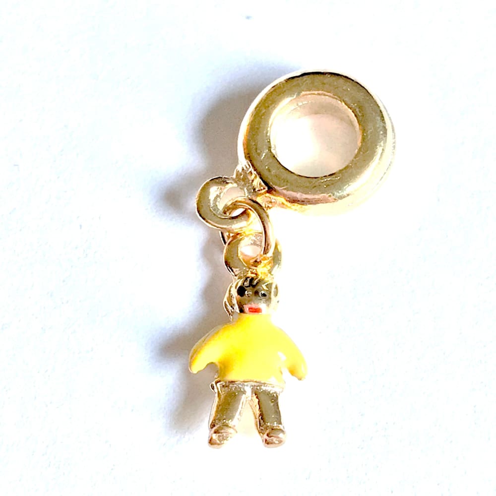 Boy in yellow european bead charm 18kt of gold plated